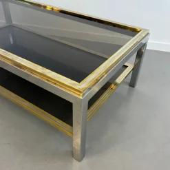 Pamono Coffee Table in Chrome and Brass, 1970s Best