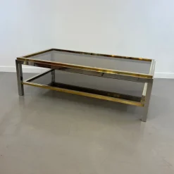 Pamono Coffee Table in Chrome and Brass, 1970s Best