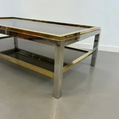 Pamono Coffee Table in Chrome and Brass, 1970s Best