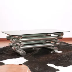 Pamono Coffee Table in Glass and Chrome Metal, 1970s Best