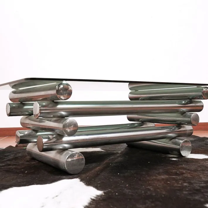 Pamono Coffee Table in Glass and Chrome Metal, 1970s Best