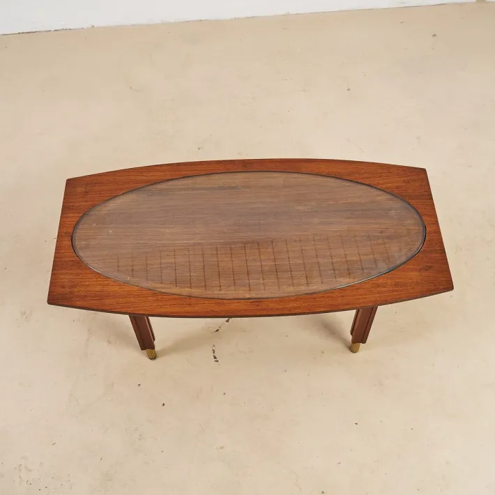 Pamono Coffee Table with Glass Top, 1970s