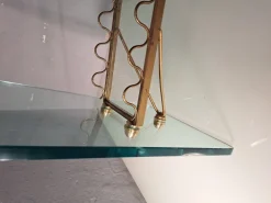 Pamono Coffee Table with Glass Top and Legs and Brass Scrolls attributed to Gio Ponti for Fontana Arte, 1940s Online