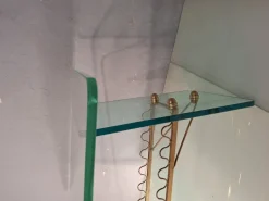 Pamono Coffee Table with Glass Top and Legs and Brass Scrolls attributed to Gio Ponti for Fontana Arte, 1940s Online