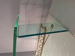 Pamono Coffee Table with Glass Top and Legs and Brass Scrolls attributed to Gio Ponti for Fontana Arte, 1940s Online