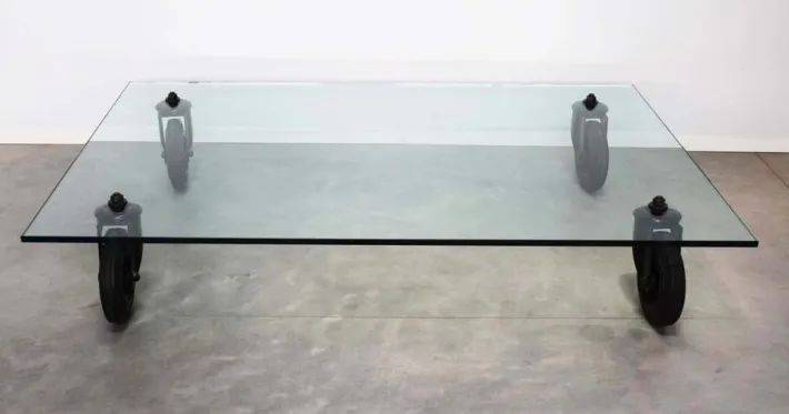 Pamono Coffee Table with Wheels by Gae Aulenti for Fontana Arte, Italy, 1980s New