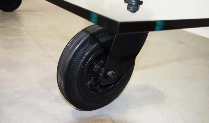 Pamono Coffee Table with Wheels by Gae Aulenti for Fontana Arte, Italy, 1980s New