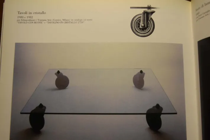 Pamono Coffee Table with Wheels by Gae Aulenti for Fontana Arte, Italy, 1980s New