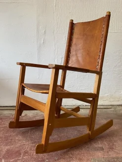 Pamono Cognac Leather Rocking Chair by Arte Sano, Colombia, 1970s Outlet