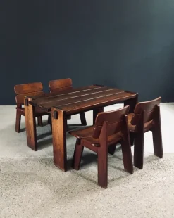 Pamono Constructivist Oak Dining Table, Belgium, 1960s Clearance