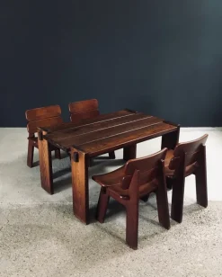 Pamono Constructivist Oak Dining Table, Belgium, 1960s Clearance