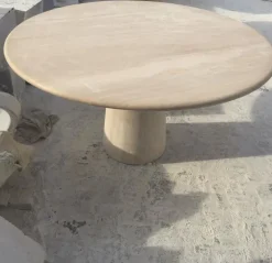 Pamono Cream Travertine Round Dining Table from My Habitat Design Sale