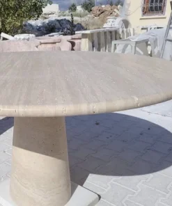 Pamono Cream Travertine Round Dining Table from My Habitat Design Sale