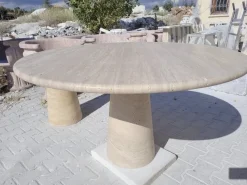 Pamono Cream Travertine Round Dining Table from My Habitat Design Sale