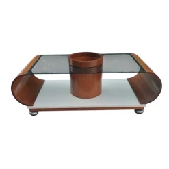 Pamono Curved Central Round Liquor Table, 1970s Clearance