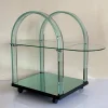 Pamono Curved Green Glass Bar Cart by Fiam, Italy, 1980s Hot