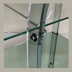 Pamono Curved Green Glass Bar Cart by Fiam, Italy, 1980s Hot