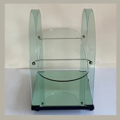 Pamono Curved Green Glass Bar Cart by Fiam, Italy, 1980s Hot