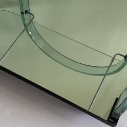 Pamono Curved Green Glass Bar Cart by Fiam, Italy, 1980s Hot