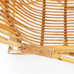 Pamono Curved Rattan and Bamboo Armchair, 1950s-1960s New