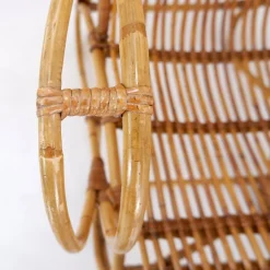 Pamono Curved Rattan and Bamboo Armchair, 1950s-1960s New