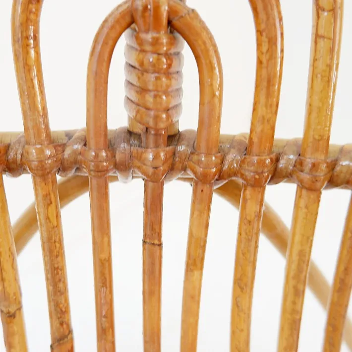 Pamono Curved Rattan and Bamboo Armchair, 1950s-1960s New