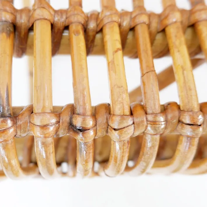 Pamono Curved Rattan and Bamboo Armchair, 1950s-1960s New