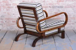 Pamono Czech Art Deco Adjustable Armchair attributed to J. Halabala, Up Závody, 1920s New