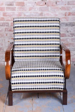 Pamono Czech Art Deco Adjustable Armchair attributed to J. Halabala, Up Závody, 1920s New