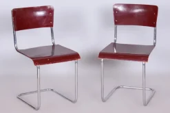 Pamono Czech Bauhaus Chrome Dining Table and Chairs attributed to Hynek Gottwald, 1930s, Set of 5