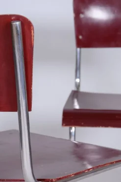 Pamono Czech Bauhaus Chrome Dining Table and Chairs attributed to Hynek Gottwald, 1930s, Set of 5