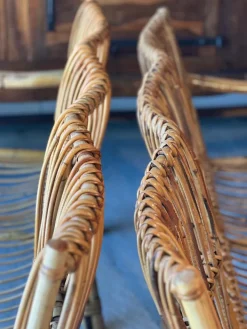 Pamono Dal Vera Bamboo and Rattan Sofa and Armchairs, 1970, Set of 3 New