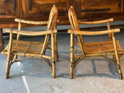 Pamono Dal Vera Bamboo and Rattan Sofa and Armchairs, 1970, Set of 3 New