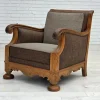 Pamono Danish Armchair in Wool and Carved Oak, 1950s Clearance
