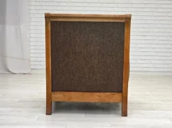 Pamono Danish Armchair in Wool and Carved Oak, 1950s Clearance