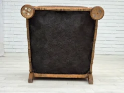 Pamono Danish Armchair in Wool and Carved Oak, 1950s Clearance