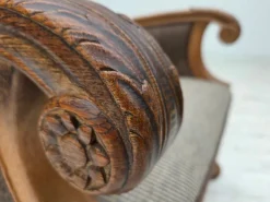 Pamono Danish Armchair in Wool and Carved Oak, 1950s Clearance