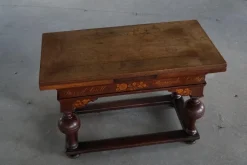 Pamono Danish Baroque Extendable Oak Table with Intarsia, 19th Century