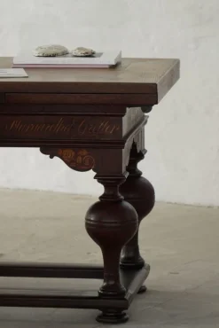 Pamono Danish Baroque Extendable Oak Table with Intarsia, 19th Century
