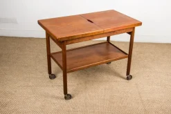 Pamono Danish Extendable Two-Tier Teak Serving Trolley by Kurt Ostervig for Jason Mobler, 1960 Sale