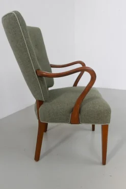 Pamono Danish Green Armchair by Alfred Christensen for Slagelse Møbelværk, 1940s Outlet
