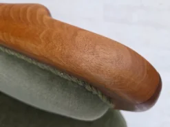 Pamono Danish Highback Armchair in Green Velour and Teak Wood, 1960s Sale