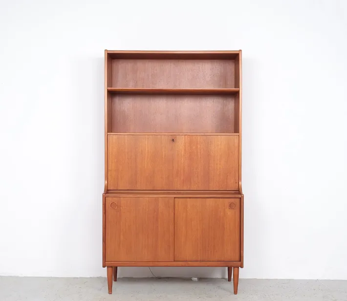 Pamono Danish Illuminated Bookcase with Bar, 1960s Clearance