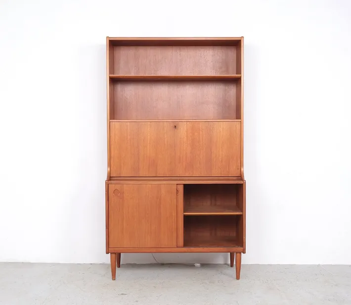 Pamono Danish Illuminated Bookcase with Bar, 1960s Clearance