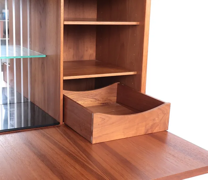 Pamono Danish Illuminated Bookcase with Bar, 1960s Clearance