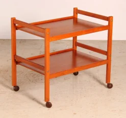 Pamono Danish Mid-Century 2-Tier Teak Trolley on Casters, 1970s Hot