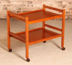 Pamono Danish Mid-Century 2-Tier Teak Trolley on Casters, 1970s Hot