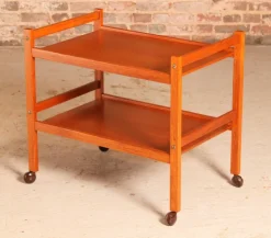 Pamono Danish Mid-Century 2-Tier Teak Trolley on Casters, 1970s Hot