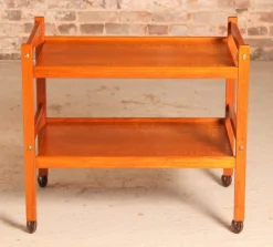 Pamono Danish Mid-Century 2-Tier Teak Trolley on Casters, 1970s Hot