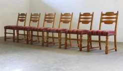 Pamono Danish Modern Brualist Oak Dining Chairs by Henning Kjærnulf, 1960s, Set of 6 New